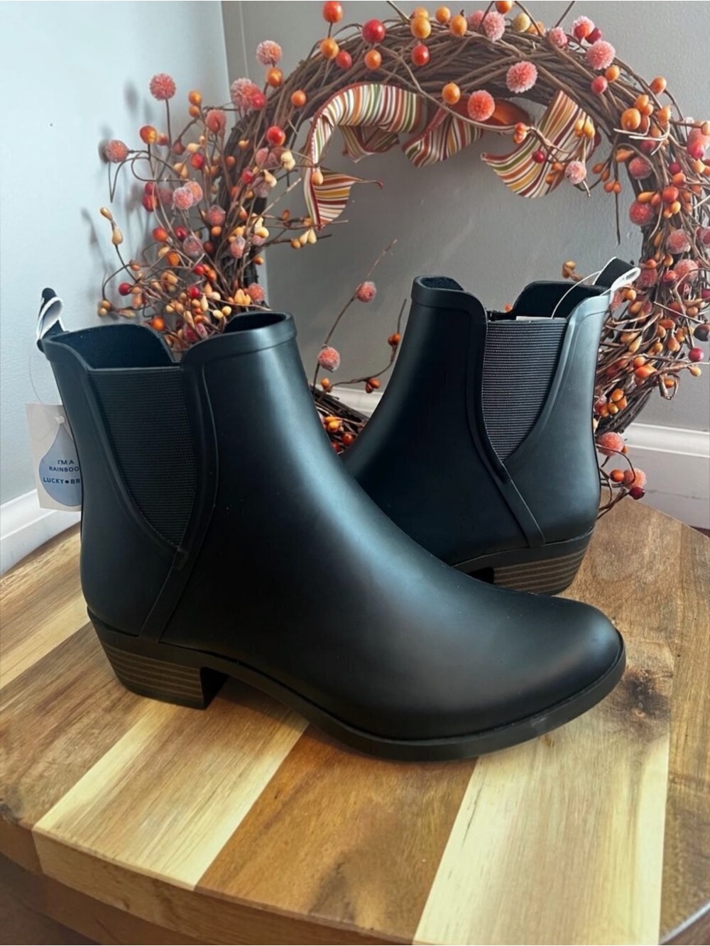 Lucky Brand ''BUNITA'' Women's Rain Boot Black Rubber Size 7.0 M Black